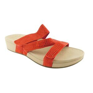 VIONIC Red Rhinestone Embellished Triple Adjustable Leather Strap Sandals 12